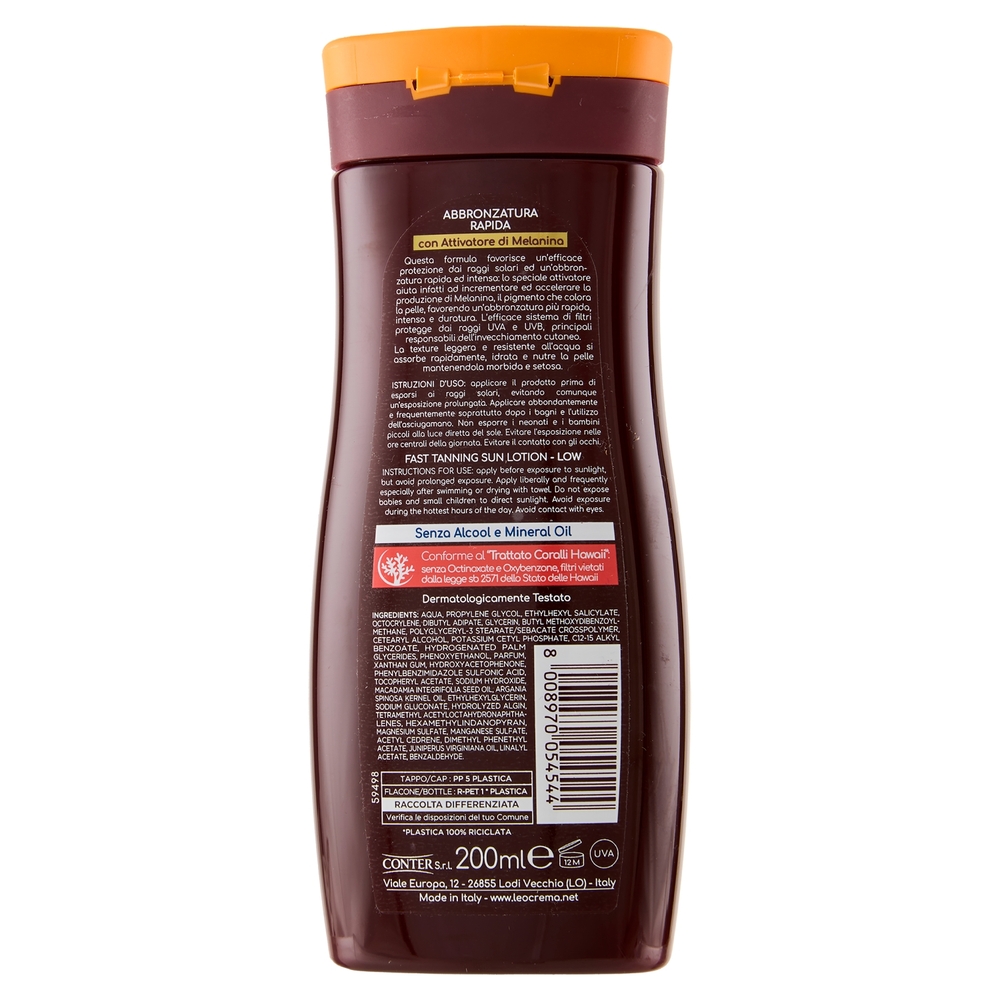 Leocrema Solare Abbronzatura Rapida SPF 10 Bassa Latte Solare 200 ml